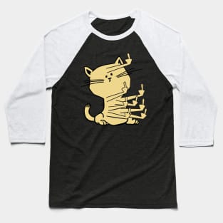 Middle Finger Cat Maniac Baseball T-Shirt